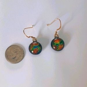 Fused dichroic art glass earrings